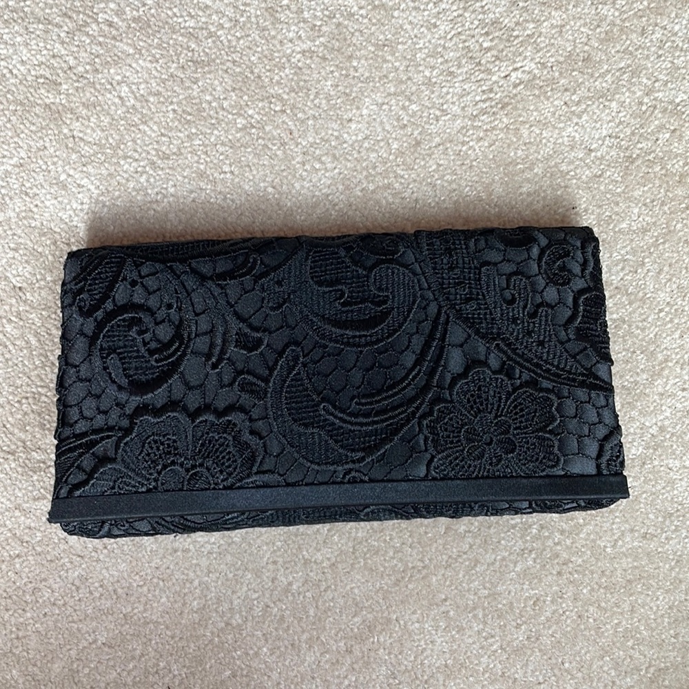 Black Accessorize lace clutch